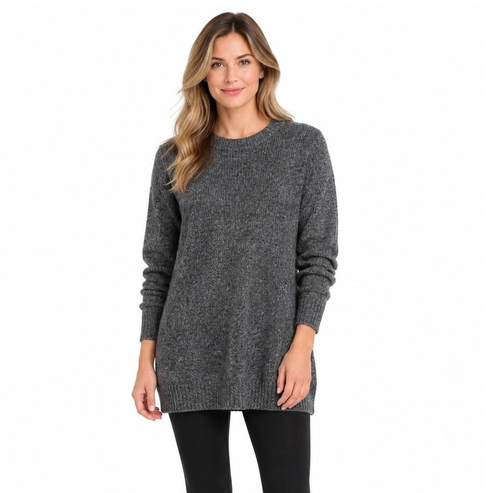 Old Navy Crew Neck Tunic Sweater Small Graphite Heather Wool Blend Cocoon Fit